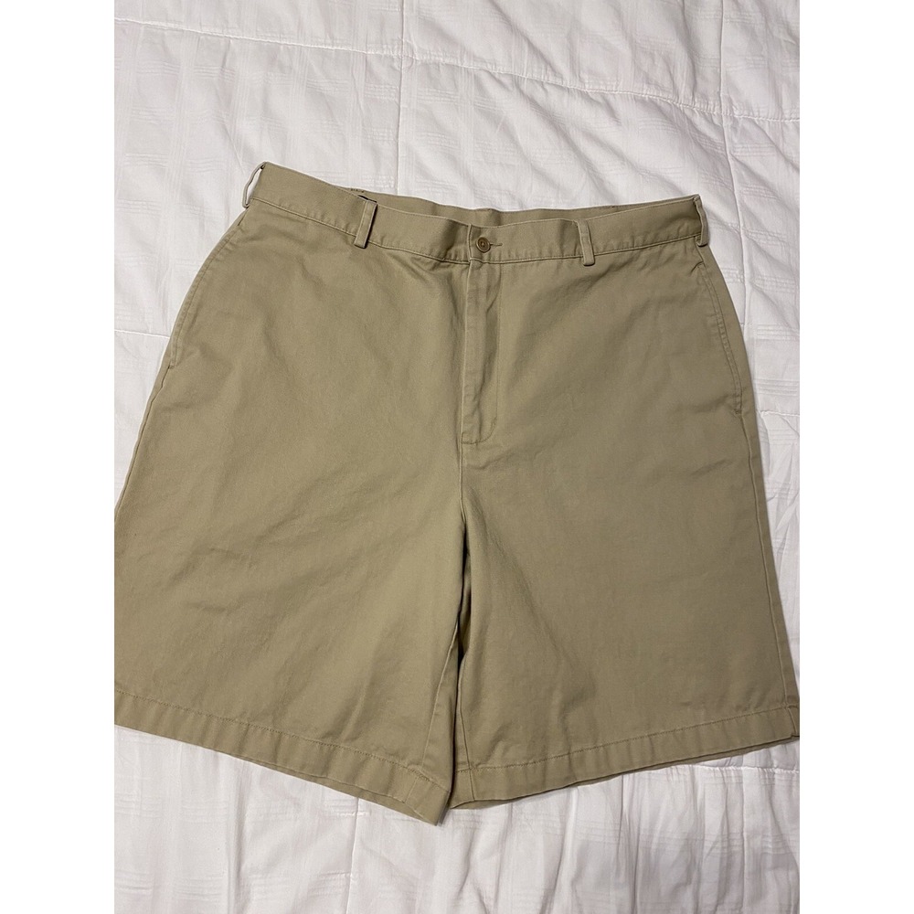 Lands' End Chino Shorts Men's Size 37 Tan Flat Front (School Uniform Approved)